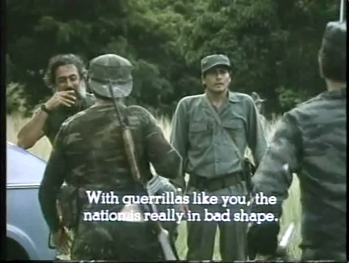  'Con guerrilleros como ustedes la patria está muy jodida.' Film still.